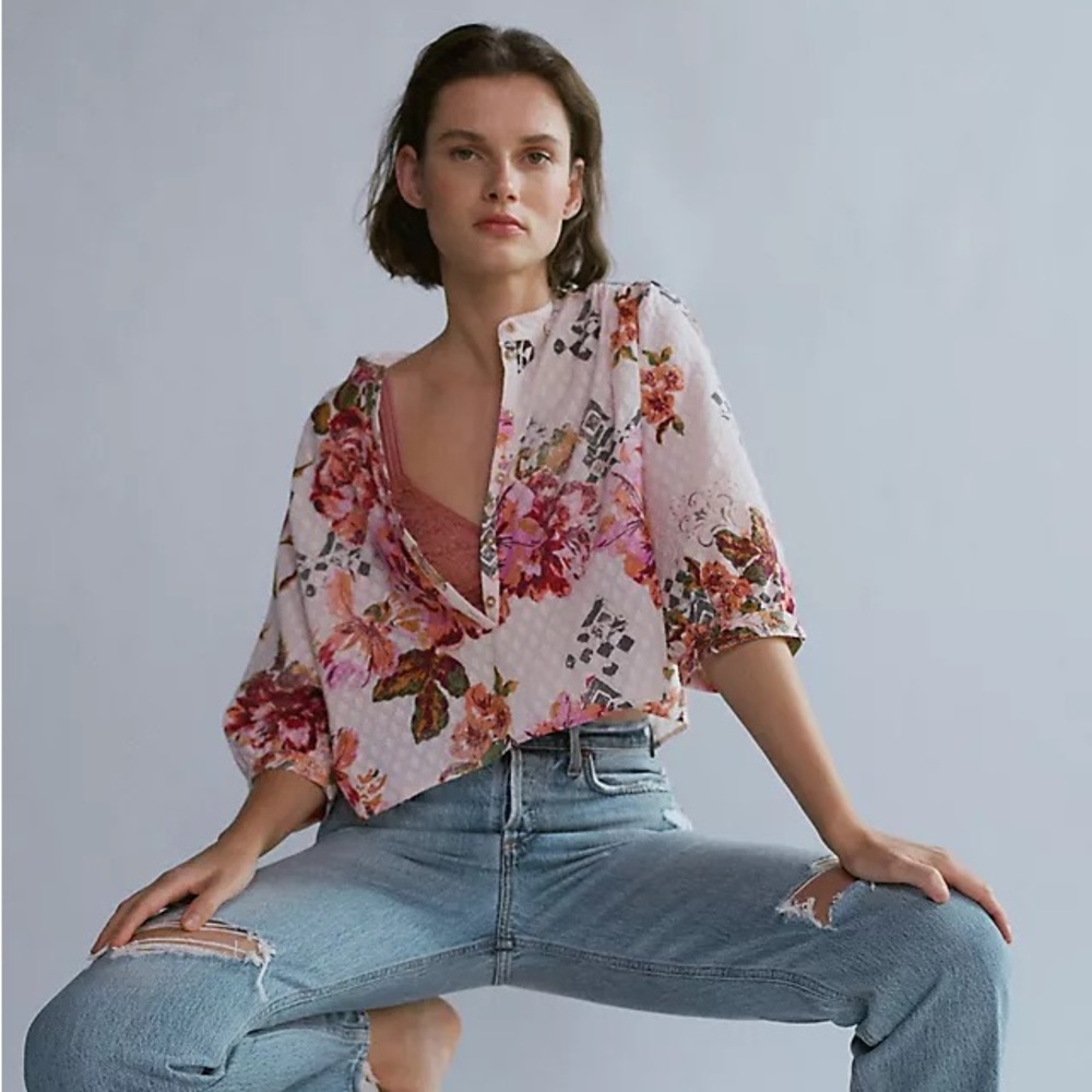 Anthropologie Pilcro cropped surf blouse